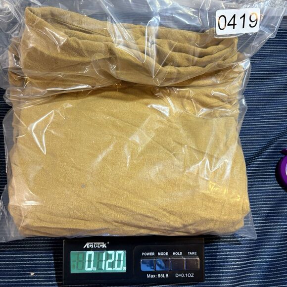 Old Navy Linen Pants Womens M Mustard Yellow Elastic Waist Boho Coastalcore - Picture 9 of 9